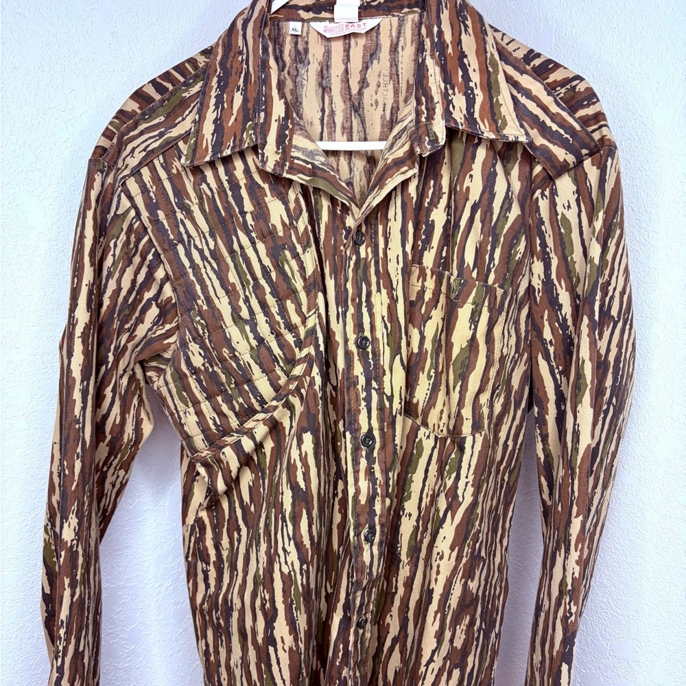 Vintage Past Corp Real Tree Camo USA Made Button Up Shirt Mens XL Single Stitch